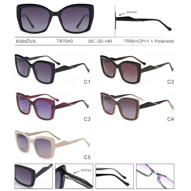 Polarized TR90+CP plastic sunglasses with spring hinges Rianova R7043