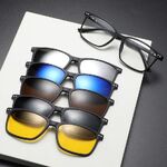 Оправа пластиковая TR90/PC + комплект из 5 поляризационных солнцезащитных насадок (клипон) на магните + кожаная сумка El Dorado EL2358A