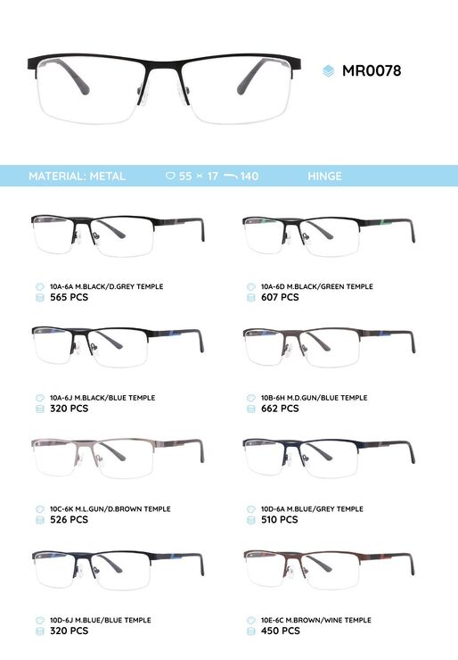 Металлическая оправа с дужками из материала TR-90 MR0078