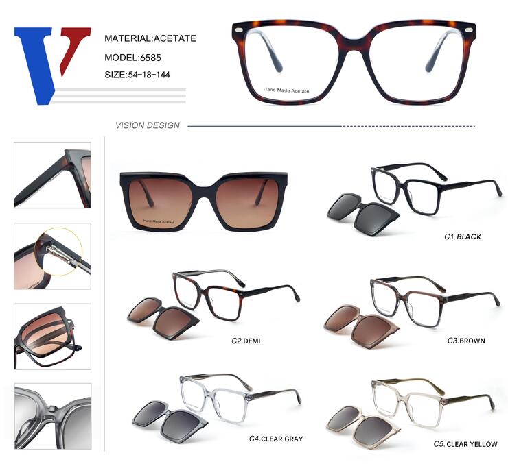 Оправа пластиковая из ацетата с флексом + поляризационная солнцезащитная насадка 6585-DA