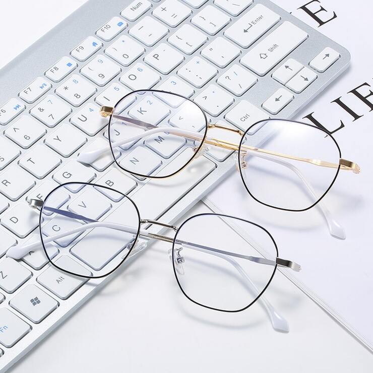 Очки металлические для чтения V8623 с защитой от синего света Blue ray cut, диоптрии от 0.00 до -6.00, не центрованные