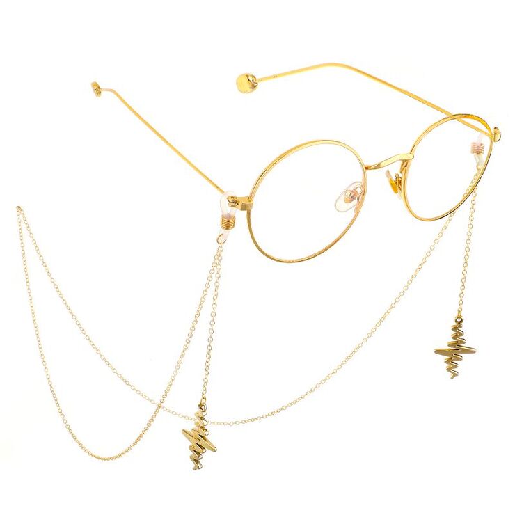 Металлическая нескользящая цепочка золотого цвета, с электрокардиограммой, для очков и масок GL582