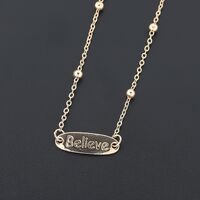 Металлическая нескользящая цепочка золотого цвета, с подвеской Believe и бусинами, для очков и масок GL386