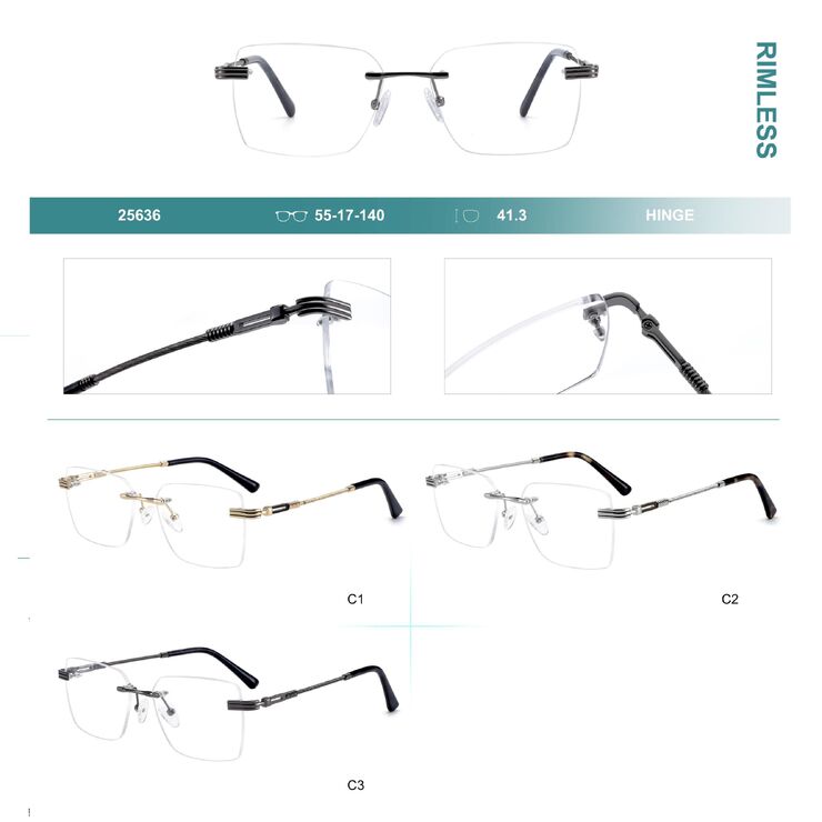 Rimless metal frames for glasses with spring hinges Big City 25635
