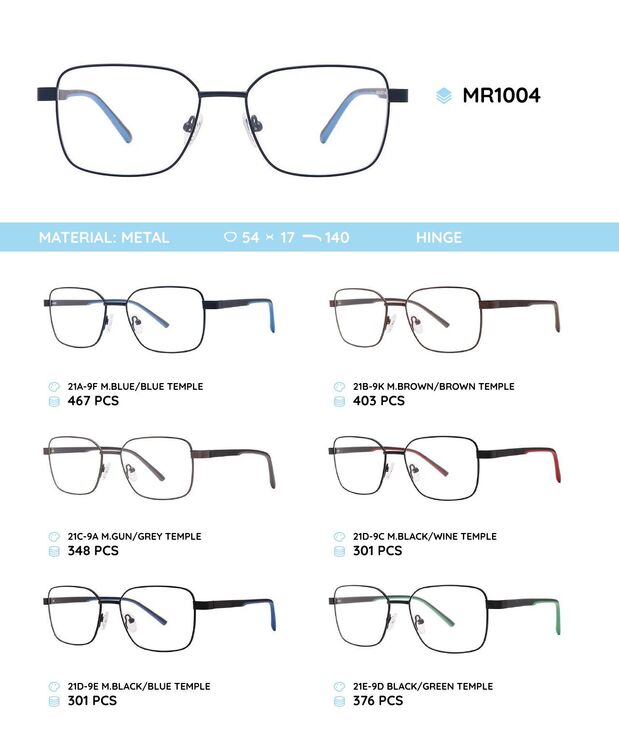 Металлическая оправа с дужками из материала TR-90 MR1004