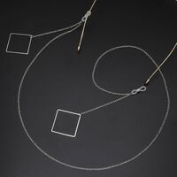Metal non-slip chain, with pendant geometric square, for glasses and masks GL380