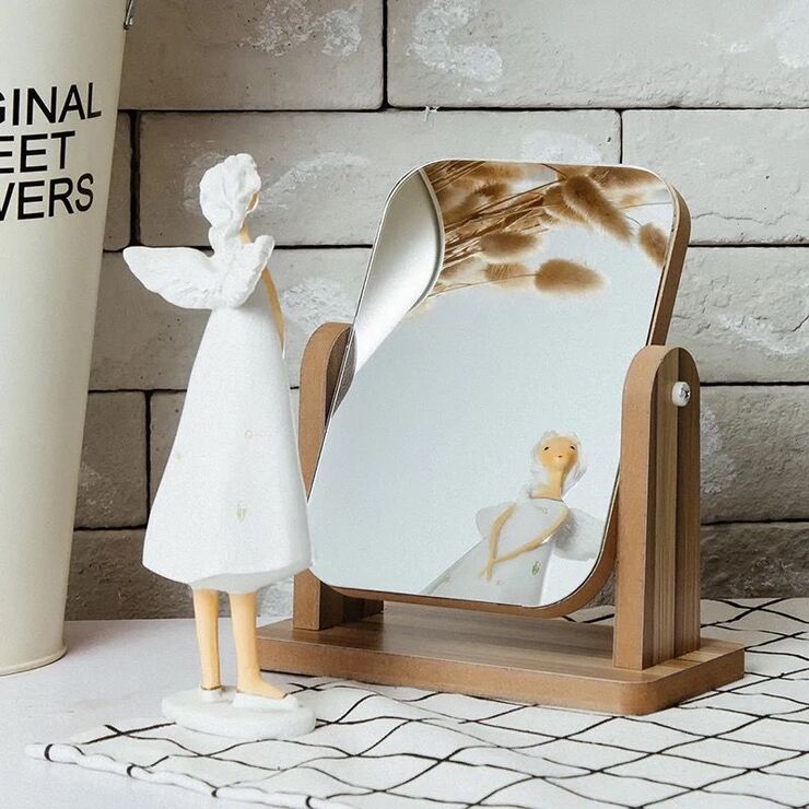 Зеркало настольное вращающееся для салона оптики с коричневым оттенком, 21*15 см