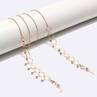 Gold-colored metal non-slip chain, with round and transparent rhinestone, for glasses and masks GL1606