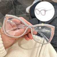 Reading PC plastic glasses with Blue Ray Cut protection, spring hinges and rhinestones for women KY239镶钻款, diopters from 0.00 to +4.00