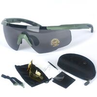 Очки полуободковые защитные противоударные тактические UV400, набор из 3-х линз, 新式战术2.4护目镜-DX