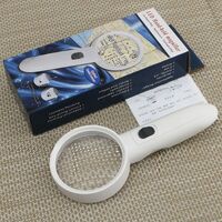 Magnifier with universal backlight, magnifying glass with handle 6B-6B-XX, diameter 90 mm, magnification: 4Х