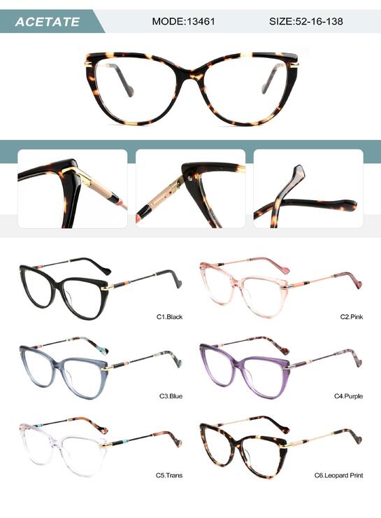 Plastic acetate frame for women with spring hinges 13461-DA