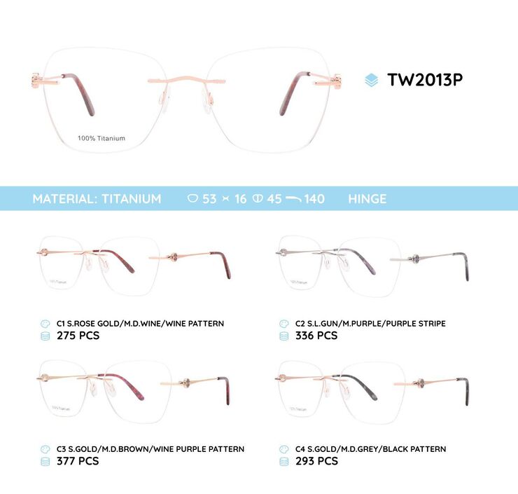 Titanium metal rimless frame TW2013P
