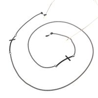 Black-colored metal non-slip chain, with cross, for glasses and masks GL839