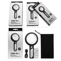 Лупа с универсальной подсветкой, увеличительное стекло с ручкой 2290-75-XX, размер: диаметр 90мм и 75мм, увеличение: 5Х, 10Х