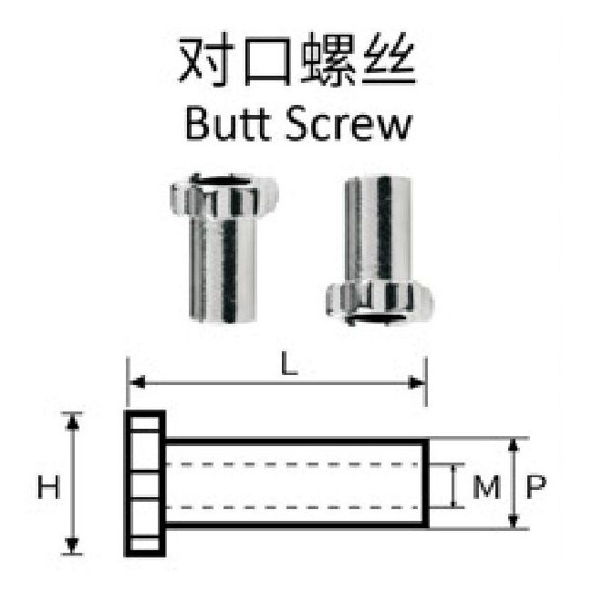 Butt screw with hole for glasses repair