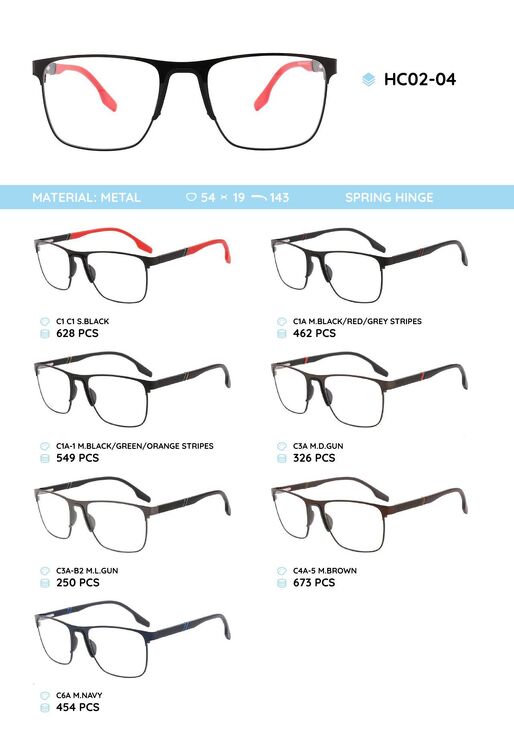 Металлическая оправа с дужками из материала TR-90 HC02-04