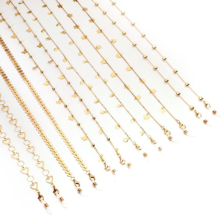 Металлическая нескользящая цепочка золотого цвета для очков и масок 8 видов GL1136111