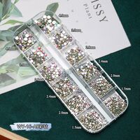 A set of rhinestones with a flat bottom for decorating frames and glasses, 12 types,AB彩钻12格盒装 WY-16 (price per pack, minimum 3)