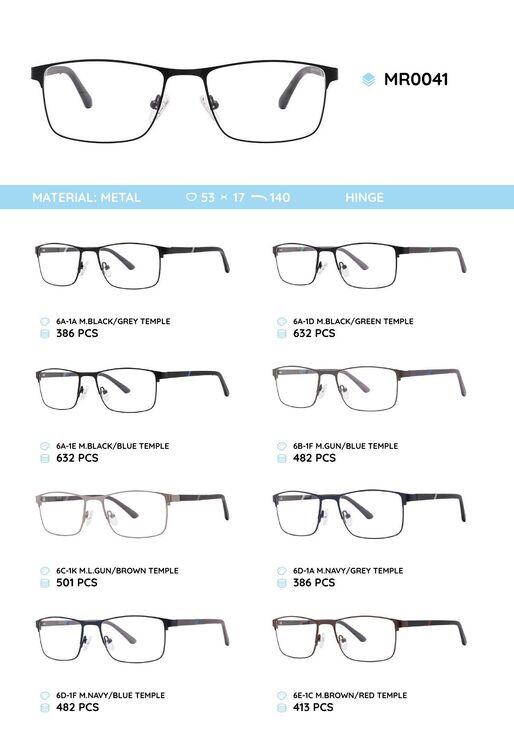 Металлическая оправа с дужками из материала TR-90 MR0041