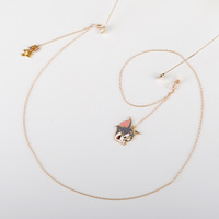 Gold-colored metal non-slip chain, with pendant cat and mouse, for glasses and masks GL759