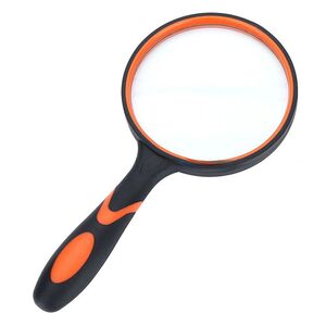 Magnifier, magnifying glass with handle 双色橡胶柄放大镜100-XX-1, diameter 100 mm, magnification: 6Х
