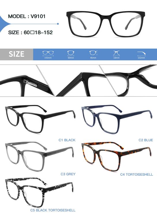 Plastic acetate frame for glasses with spring hinges Big City V9101