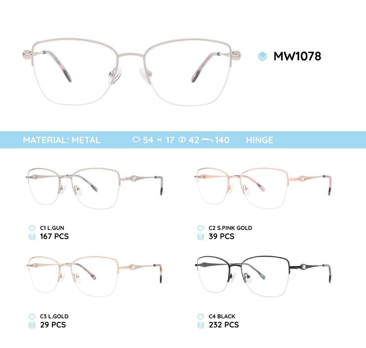 Metal women's frame for glasses MW1078