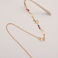 Gold-colored metal non-slip chain, with colorful rice beads and hollow stars and moons, for glasses and masks GL1852