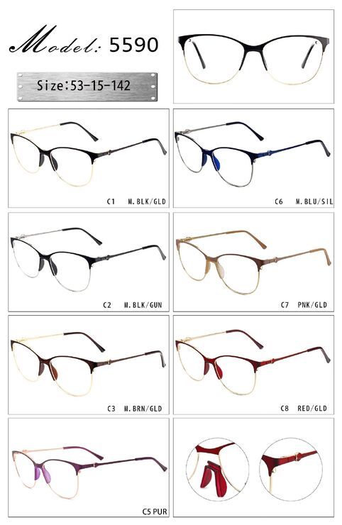 Metal frame with soft nose pad and spring hinges 5590-DA