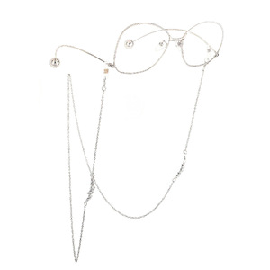 Silver-colored metal non-slip chain, with pendant 5 stars, for glasses and masks GL588