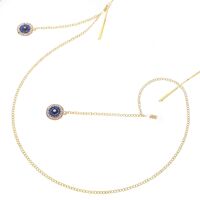 Металлическая нескользящая цепочка золотого цвета, с подвеской в виде круга со стразами, для очков и масок GL251