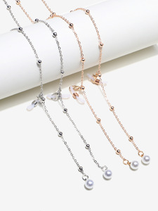 Glasses chain with pearl beads set of two-piece golden and silver GM028
