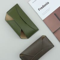 Genuine leather glasses case with microfiber lining ZY016