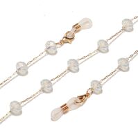 Gold-colored metal non-slip chain, with natural stone opal, for glasses and masks GL1530