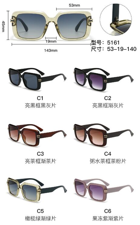 Солнцезащитные пластиковые очки из поликарбоната с металлическим шарниром 5161W