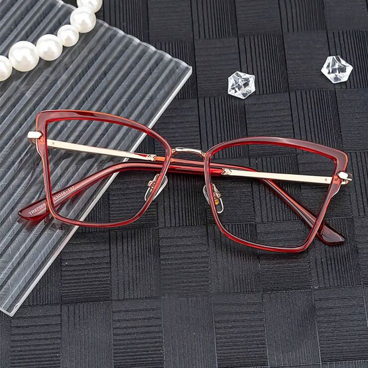 Combined frame (metal + TR90) or glasses with blue light protection, with spring hinges FA87068