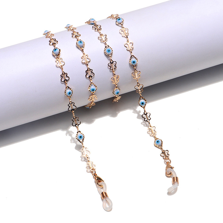 Металлическая цепочка для очков с сердечками из страз GL1228