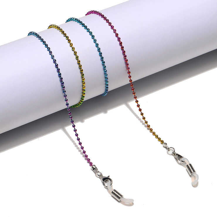 Металлическая цепочка для очков и масок с бусинами с градиентными цветами GL1174