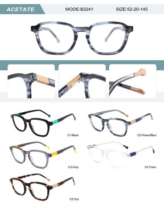 Plastic acetate frame for men with spring hinges B2241-DA