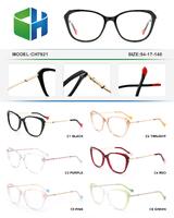 Plastic acetate frame for women with spring hinges CH7921-DA