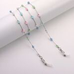 Металлическая нескользящая цепочка, с камнем кошачий глаз, для очков и масок GL1886