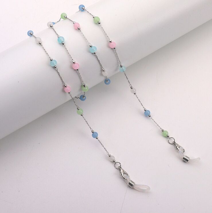 Металлическая нескользящая цепочка, с камнем кошачий глаз, для очков и масок GL1886