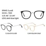 Очки защитные металл + TR90 с защитой от синего света Landi LD7069