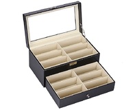 Glasses holder display with 12 slots and drawer