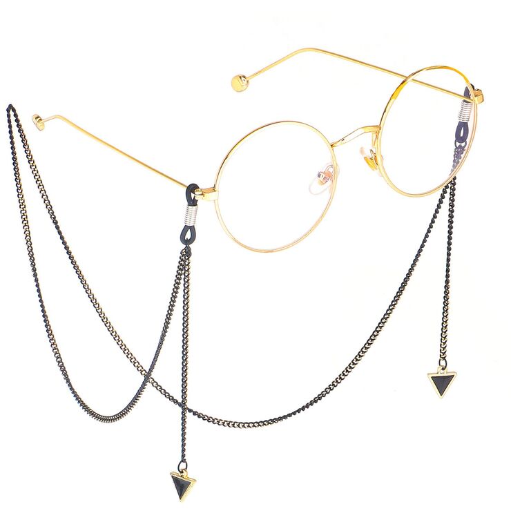 Black-colored metal non-slip chain, with triangle, for glasses and masks GL292