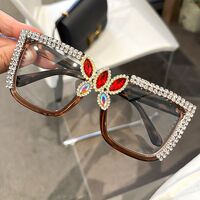 PC plastic glasses with Blue Ray Cut protection and rhinestones for women KY50383平光, diopters: 0.00