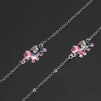 Silver-colored metal non-slip chain, with colorful elephant, for glasses and masks GL229