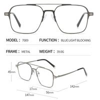 Оправа металлическая мужская с защитой от синего света + магнитная солнцезащитная насадка (клипон) 7009-GT