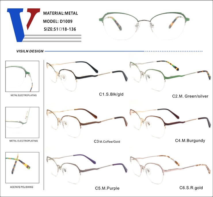 Metal nylor frame with spring hinges D1009-DA